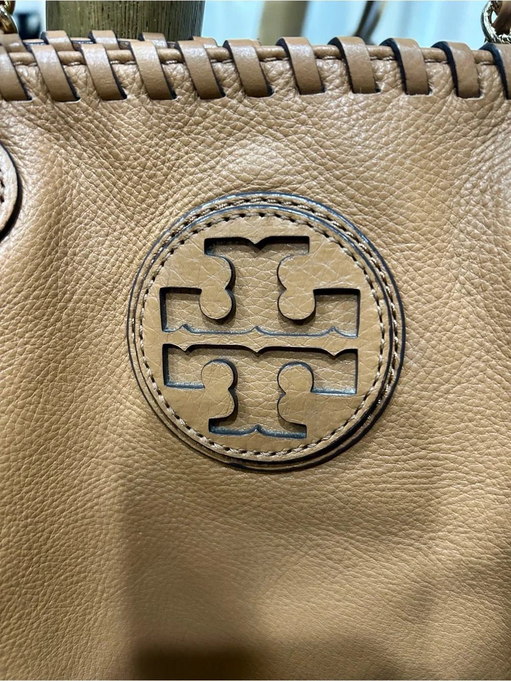 Tory Burch Caramel Tan Leather Chain-Handle Tote